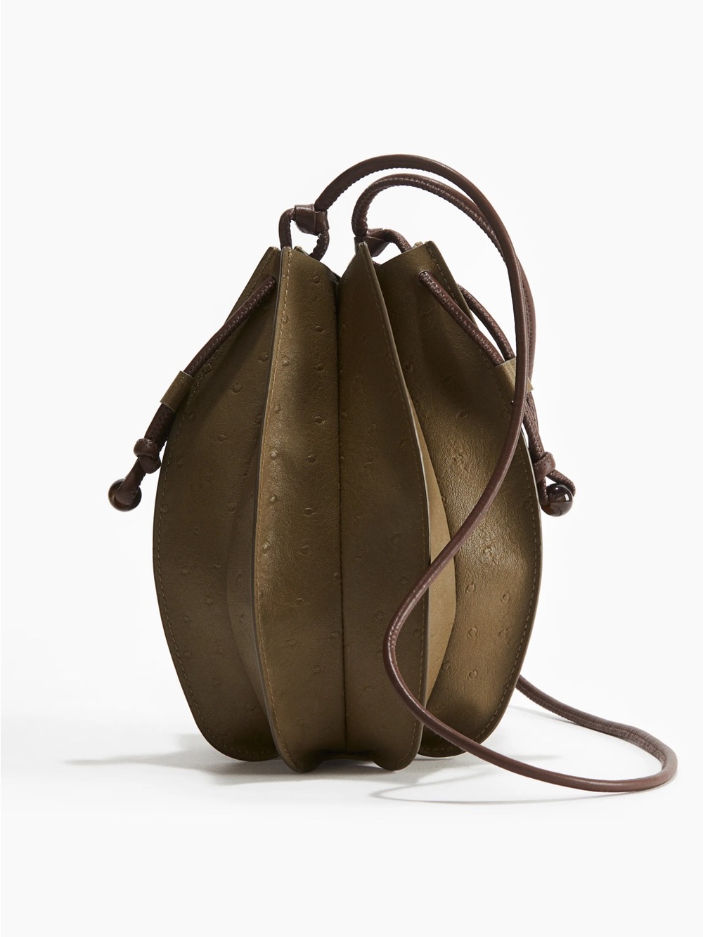 H&M Olive Green Sculptural Drawstring Crossbody Bag/Phone Case